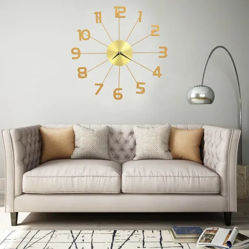 Relógio de Parede Metal 50 cm Dourado