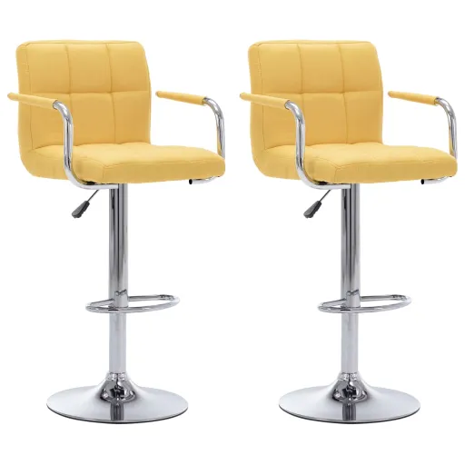 Cadeiras de Bar   Tecido Amarelo (2 pcs)