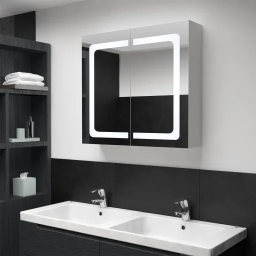 Armário Espelhado para Casa de Banho com LED 80x12,2x68 cm