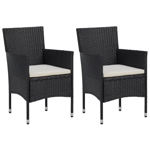Cadeiras de Jantar para Jardim   Vime PE Preto (2 pcs)