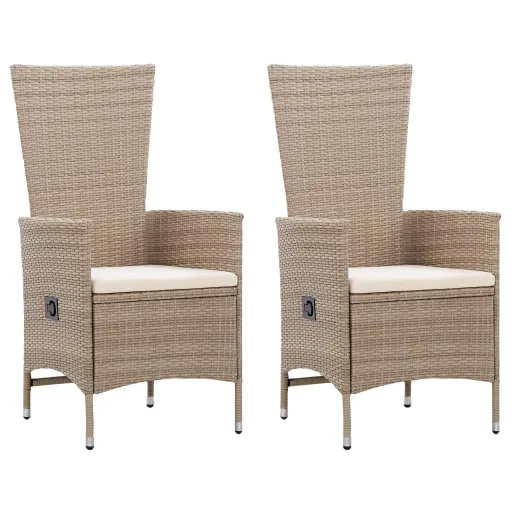Cadeiras de Exterior   com Almofadões Vime PE Bege (2 pcs)