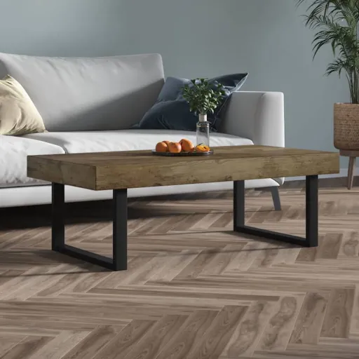 Mesa de Centro 120x60x40 cm MDF e Ferro Castanho-Escuro e Preto