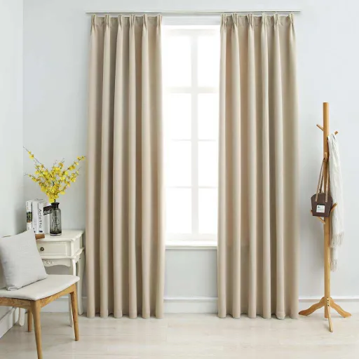 Cortinas Blackout com Ganchos   140x175 cm Bege (2 pcs)