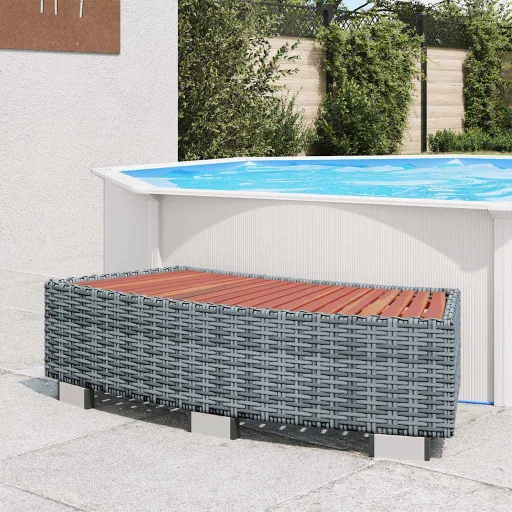 Degrau para Spa em Vime 92x45x25 cm Cinzento