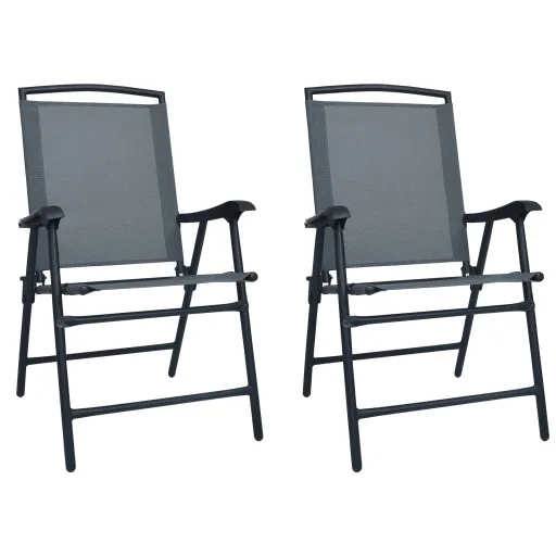 Cadeiras de Jardim Dobráveis   Textilene Cinzento (2 pcs)