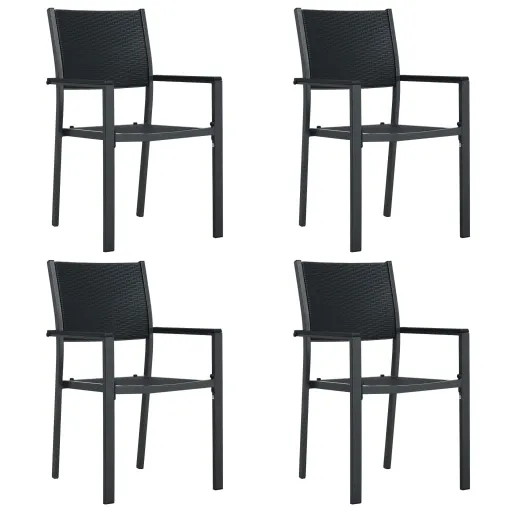 Cadeiras Jardim   Plástico Preto Aspeto Vime (4 pcs)