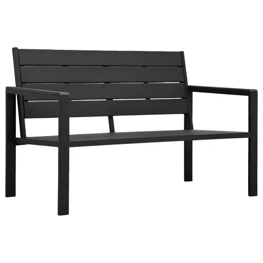 Banco de Jardim 120 cm PEAD Aspeto de Madeira Preto