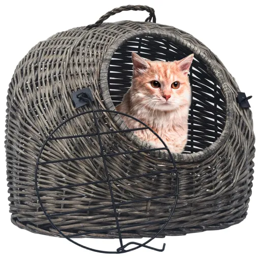 Transportadora p/ Gatos 45x35x35 cm Salgueiro Natural Cinzento