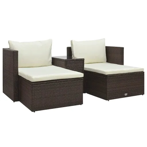 Conjunto Lounge Jardim c/ Almofadões Vime PE Castanho (5 pcs)