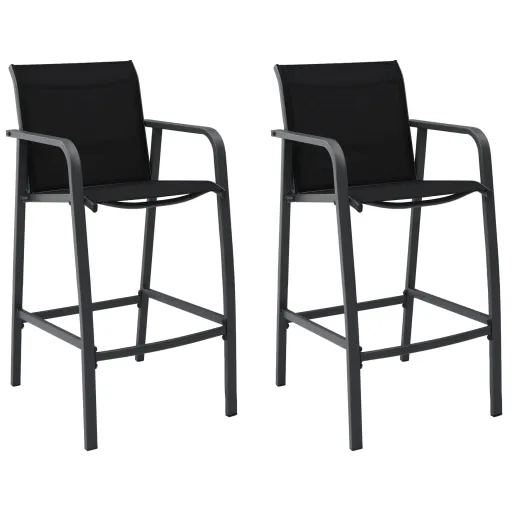 Cadeiras de Bar para Jardim   Textilene Preto (2 pcs)
