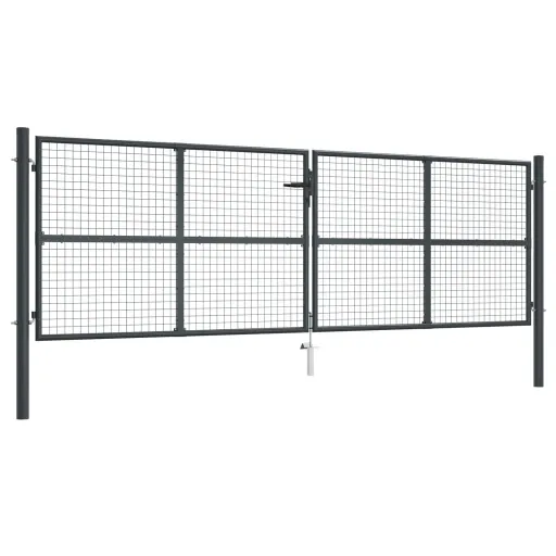 Portão de Jardim em Tela de Aço Galvanizado 400x125 cm Cinza