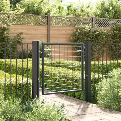Portão de Jardim em Tela de Aço Galvanizado 100x75 cm Cinza