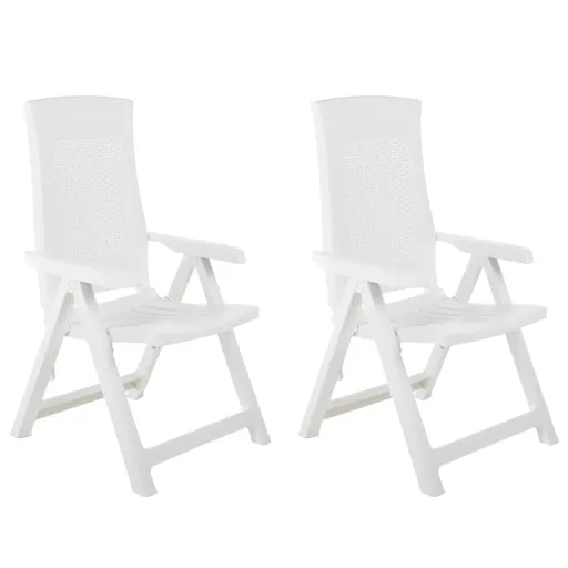 Cadeiras de Jardim Reclináveis   Plástico Branco (2 pcs)