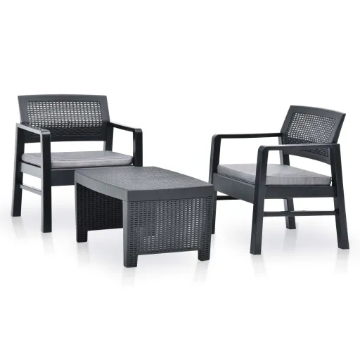 Conjunto Lounge para Jardim   Plástico Antracite (3 pcs)