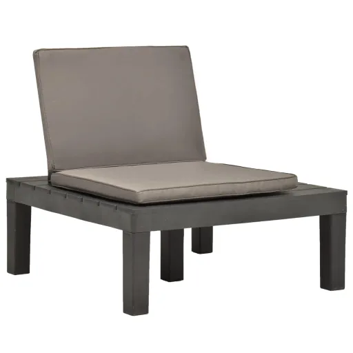 Cadeira Lounge de Jardim com Almofadão Plástico Antracite