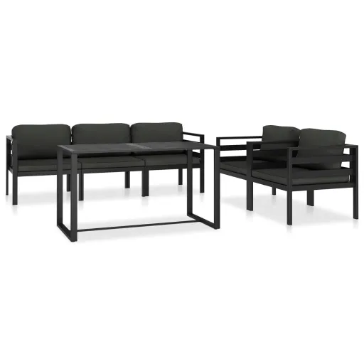Conjunto Lounge Jardim com Almofadões Alumínio Antracite (6 pcs)