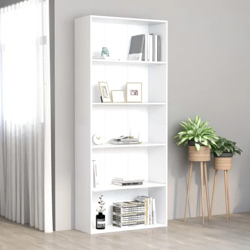 Estante com 5 Prateleiras Derivados de Madeira Branco