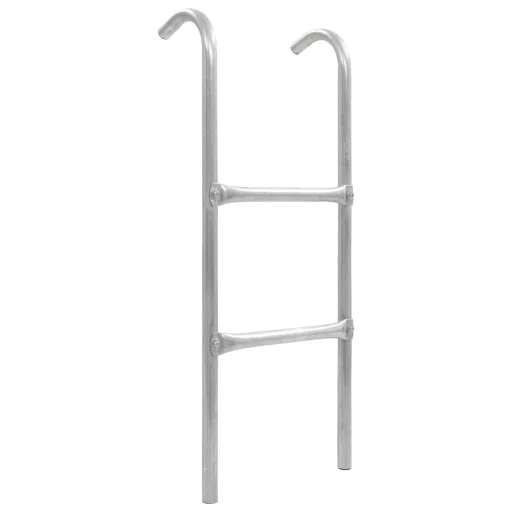 Escada de 2 Degraus para Trampolim 72 cm Aço Prateado (Adequado para 65 cm de Altura)
