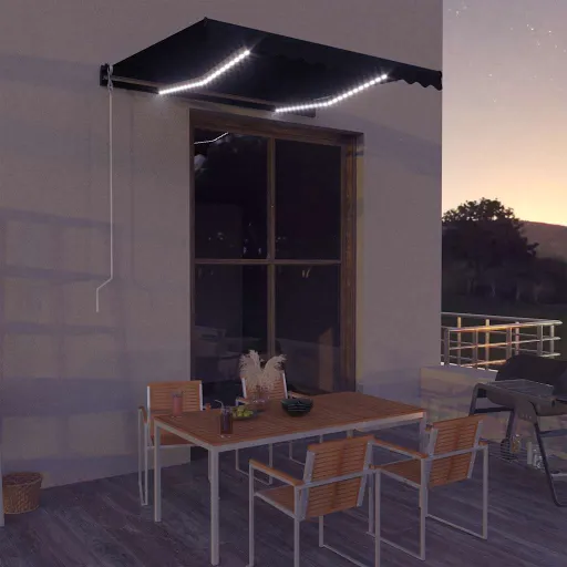 Toldo Retrátil Manual c/ LED 300x250 cm Antracite
