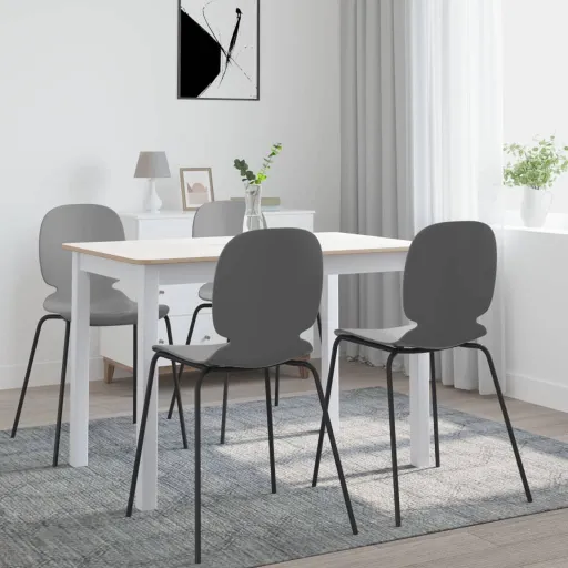 Mesa Jantar 114x71x75cm Madeira Seringueira Branco e Castanho