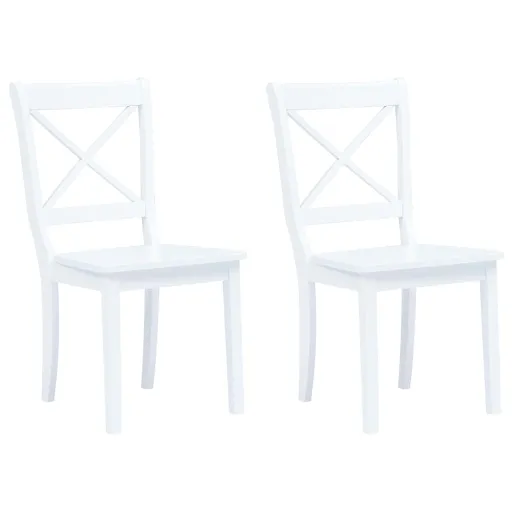 Cadeiras de Jantar   Madeira de Seringueira Maciça Branco (2 pcs)