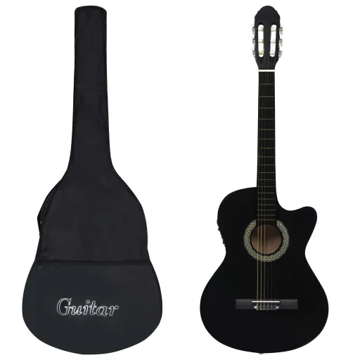 Conjunto de Guitarra com Equalizador e 6 Cordas Preto (12 pcs)