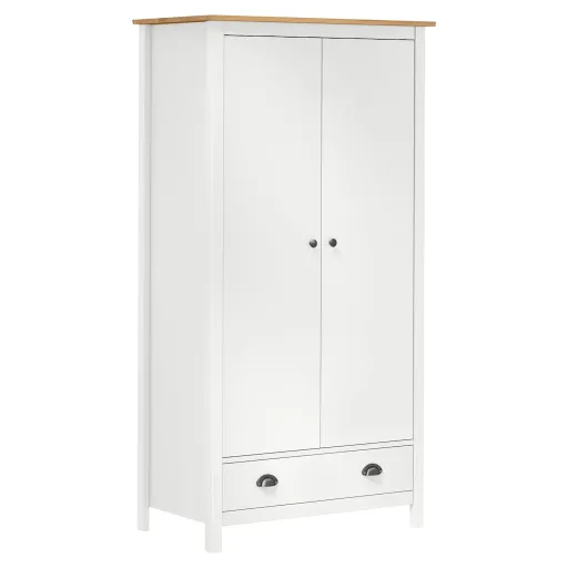 Roupeiro 2 Portas Hill 89x50x170 cm Pinho Maciço Branco