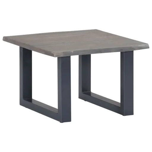 Mesa Centro c/ Arestas Vivas 60x60x40cm Acácia Maciça Cinzento