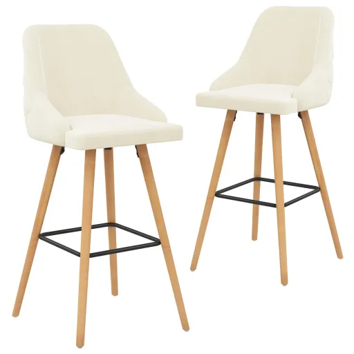 Bancos de Bar   Veludo Creme (2 pcs)