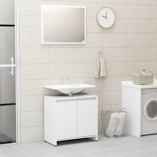 Conjunto de Móveis de Casa de Banho Contraplacado Branco