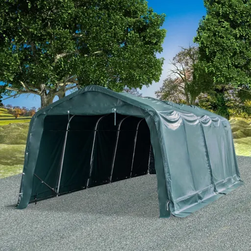Tenda para Gado Removível PVC 550 g/m² 3,3x8 m Verde Escuro