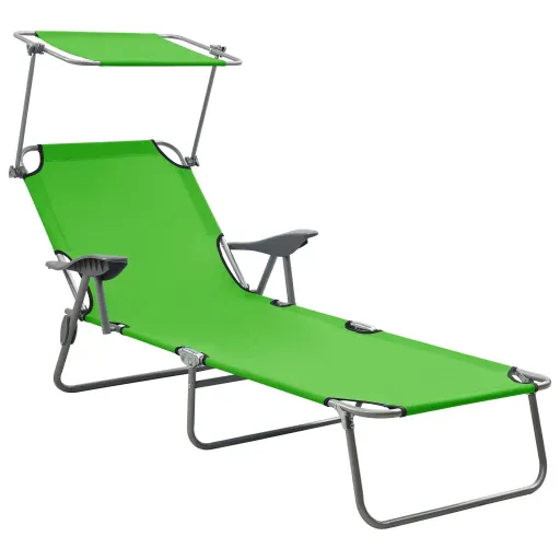 Espreguiçadeira com Toldo Aço Verde