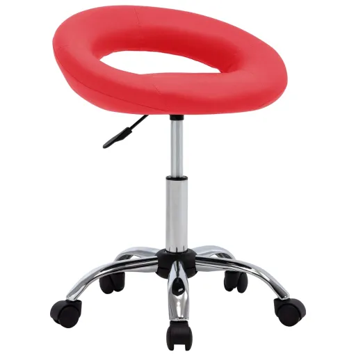 Cadeira de Trabalho com Rodas Couro Artificial Vermelho