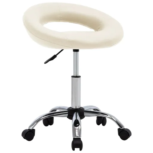 Cadeira de Trabalho com Rodas Couro Artificial Cor Creme