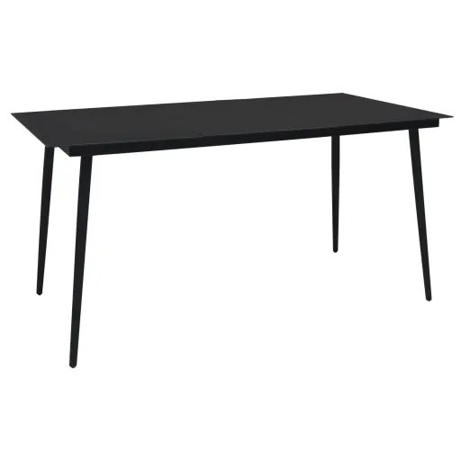 Mesa de Jantar para Jardim 190x90x74 cm Aço e Vidro Preto