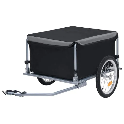 Reboque de Carga para Bicicleta 65 kg Preto e Cinzento