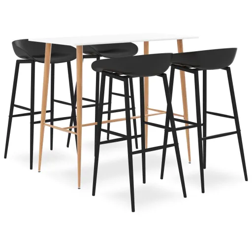 Conjunto de Bar Branco e Preto (5 pcs)