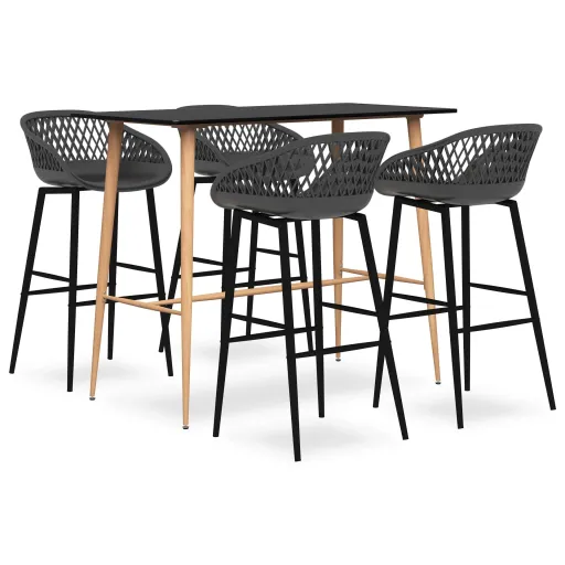 Conjunto de Bar Preto e Cinzento (5 pcs)