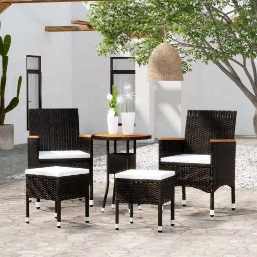Conjunto Lounge de Jardim Vime PE Preto (5 pcs)