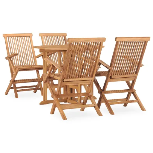 Conjunto Jantar Dobrável p/ Exterior Madeira Teca Maciça (5 pcs)