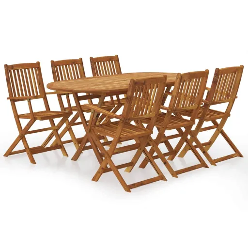 Conjunto Jantar Dobrável p/ Jardim Madeira Acácia Maciça (7 pcs)