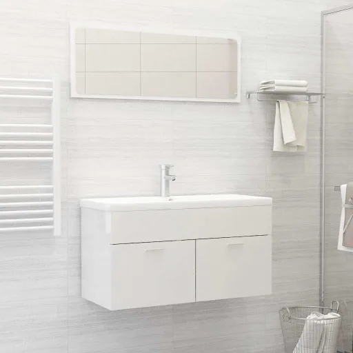 Conj. Móveis de Casa de Banho   Contrapl. Branco Brilhante (2 pcs)