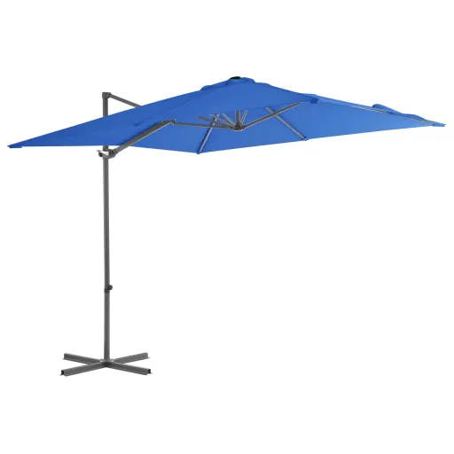 Guarda-Sol Cantilever com Poste de Aço 250x250 cm Azul Ciano
