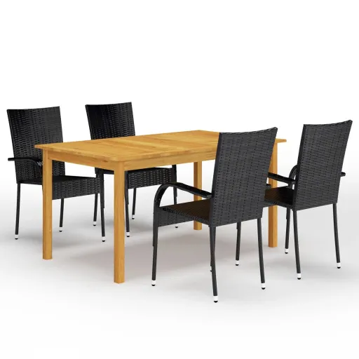 Conjunto de Jantar para Jardim Preto (5 pcs)