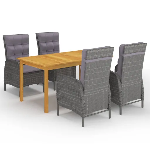 Conjunto de Jantar para Jardim Cinzento (5 pcs)