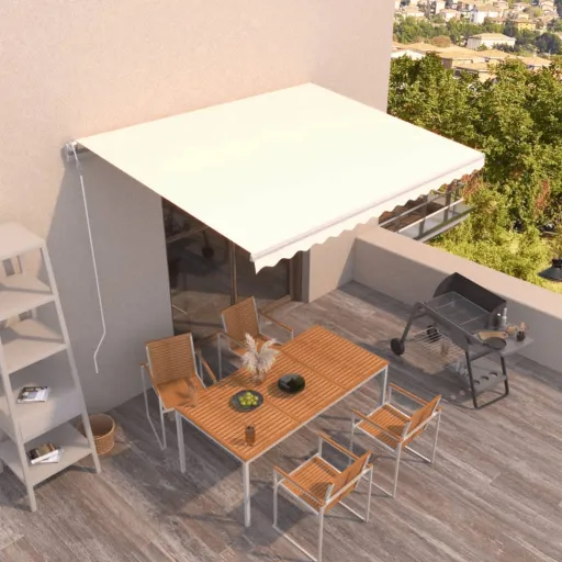 Toldo Retrátil Automático 450x300 cm Cor Creme