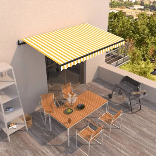 Toldo Retrátil Automático 450x300 cm Amarelo e Branco