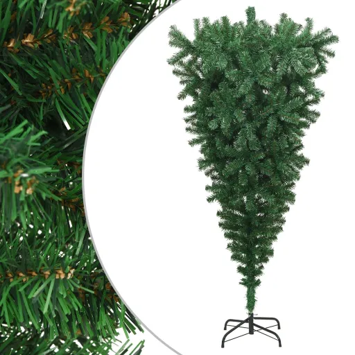 Árvore de Natal Artificial Invertida com Suporte 210 cm Verde