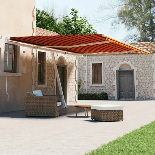 Toldo Automático Independente 600x300 cm Laranja e Castanho