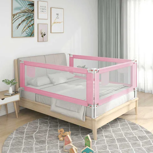 Barra de Segurança p/ Cama Infantil Tecido 90x25 cm Rosa